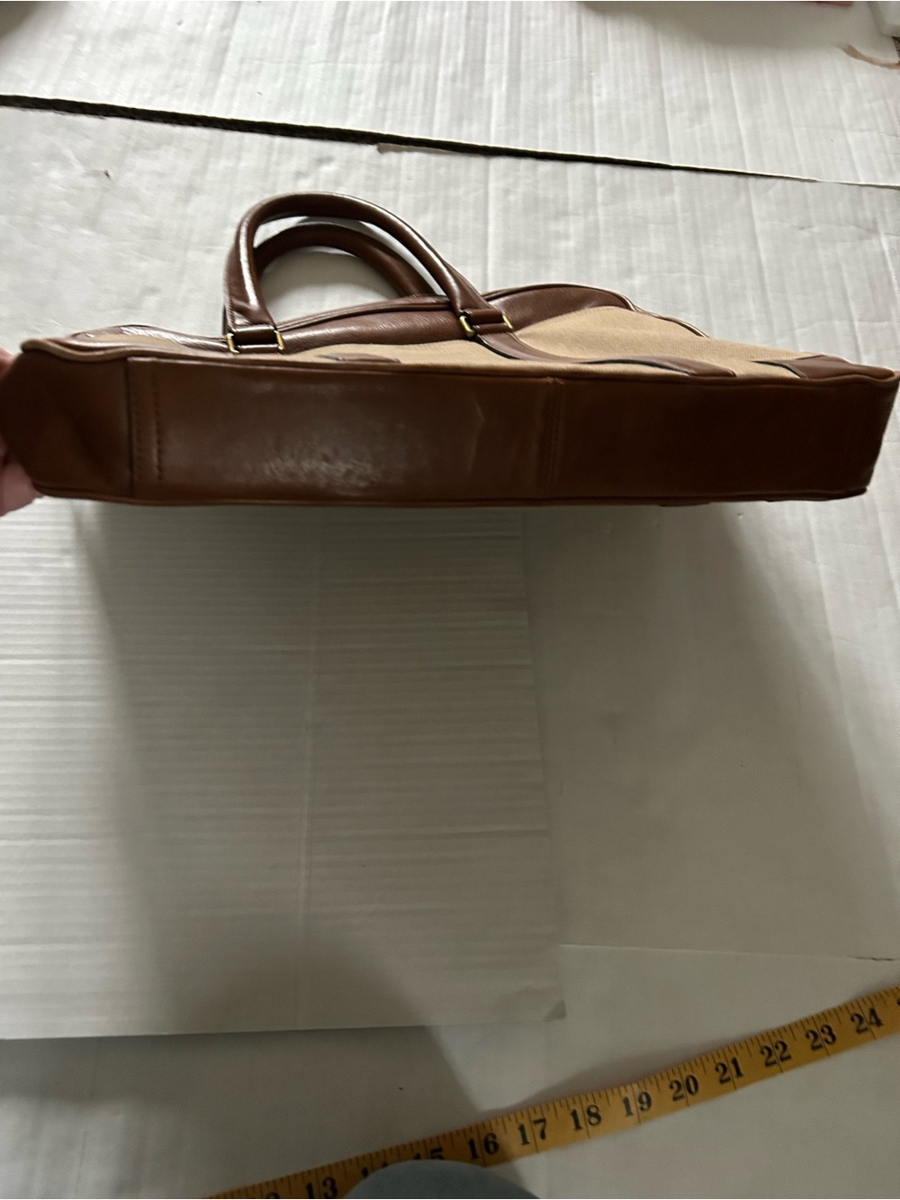 Coach Men’s Bleecker Archival Twill & Leather Briefcase in Tan and Brown 71300 - Picture 4 of 11